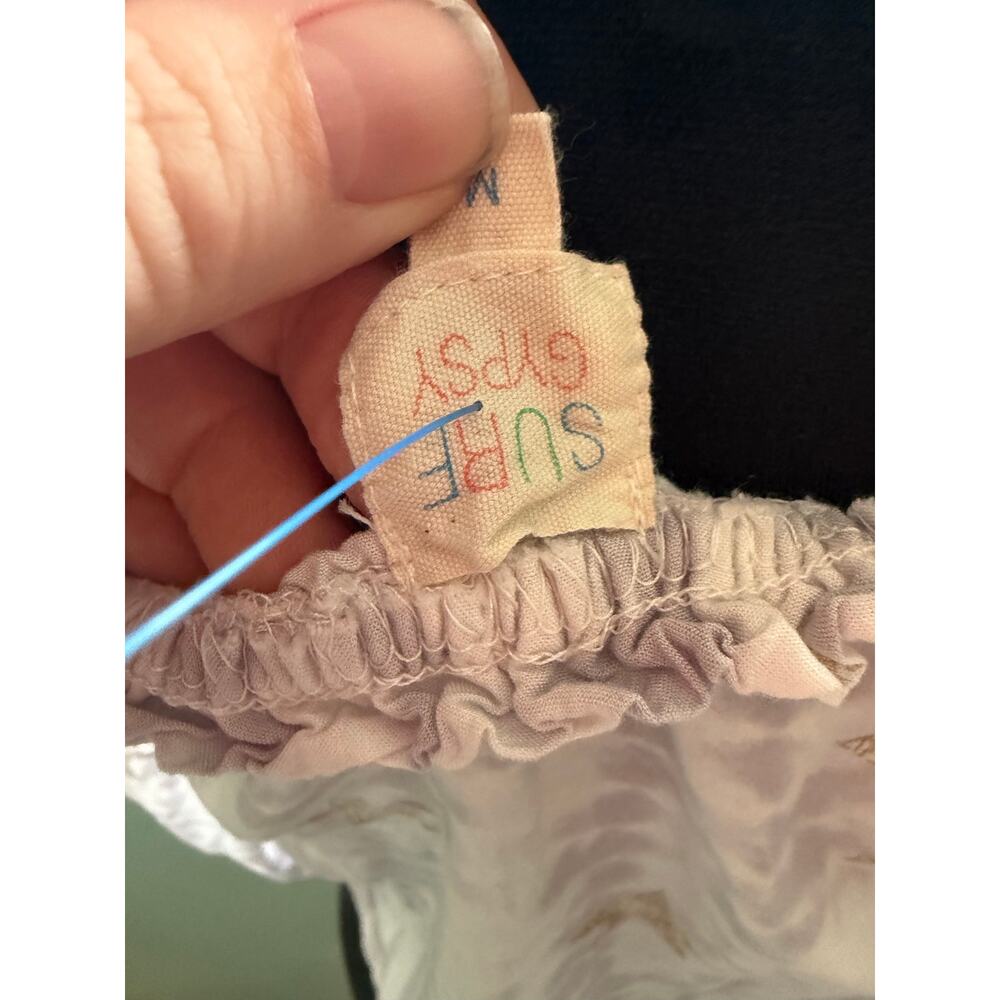 Boho Tie-Dye Gypsy Blouse Size M Gold Star Print Crochet - Picture 5 of 6